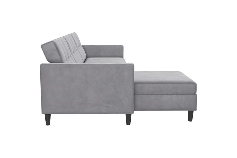 Sovesofa Hartford 213x153x82 cm, Grå, Fløyel - 213x153x82 cm, Grå, Fløyel - Møbler - Sofaer - Sovesofaer