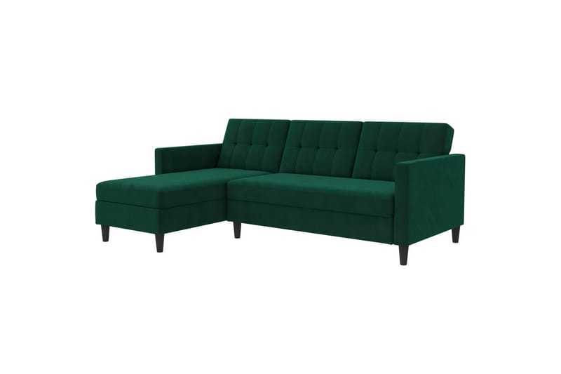 Sovesofa Hartford 213x153x82 cm, Grønn, Fløyel - 213x153x82 cm, Grønn, Fløyel - Møbler - Sofaer - Sovesofaer