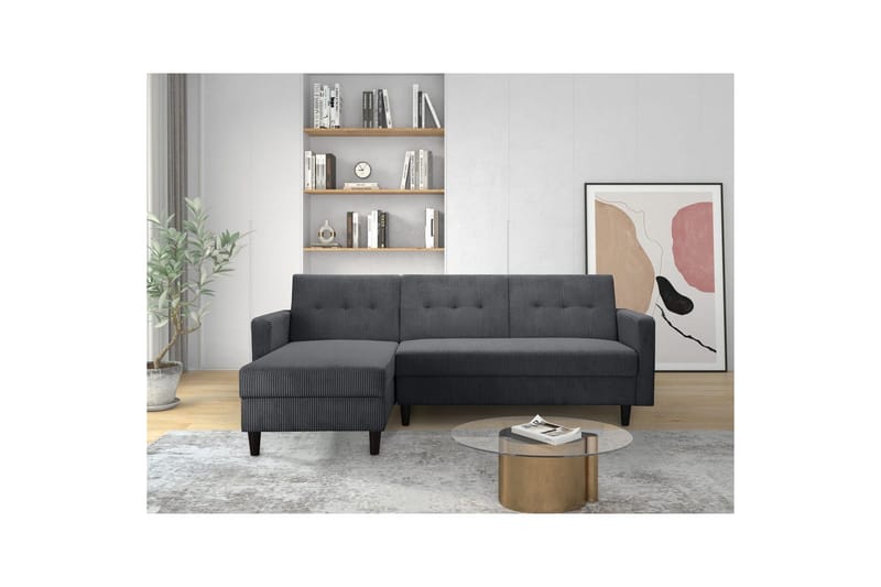 Sovesofa Hartford II 213x153x82 cm, Antrasitt - 213x153x82 cm, Antrasitt - Møbler - Sofaer - Sovesofaer