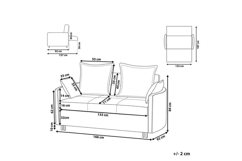 Sovesofa Hovin - Beige, svart - Møbler - Sofaer - Sovesofaer