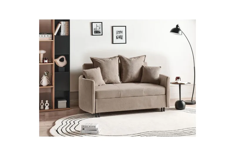 Sovesofa Hovin - Beige, svart - Møbler - Sofaer - Sovesofaer