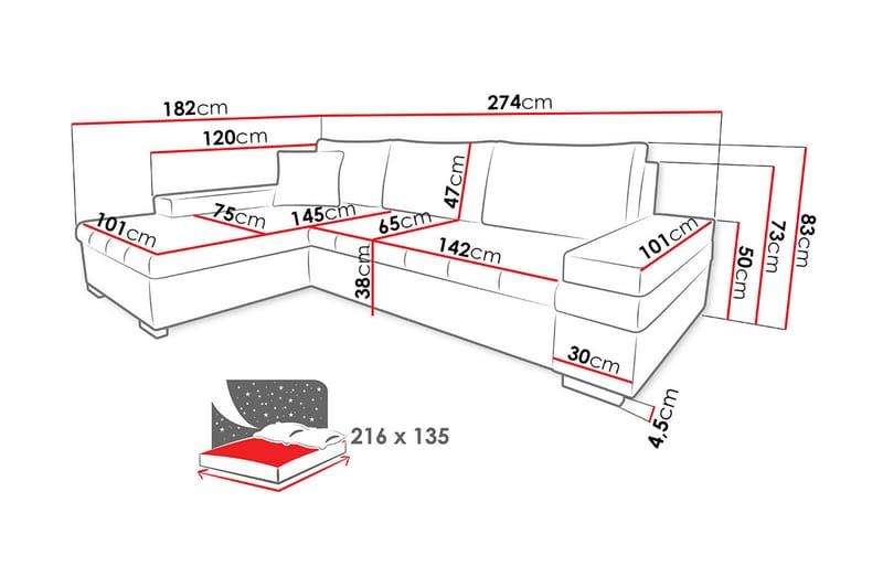 Sovesofa med divan - Brun - Sovesofaer - Sovesofa divan