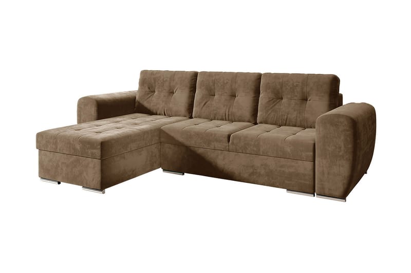 Sovesofa med divan - Brun - Sovesofaer - Sovesofa divan - Fløyel sofaer