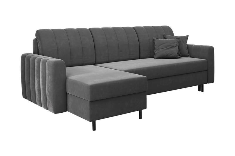 Sovesofa med divan - Grå - Sovesofaer - Sovesofa divan - Fløyel sofaer