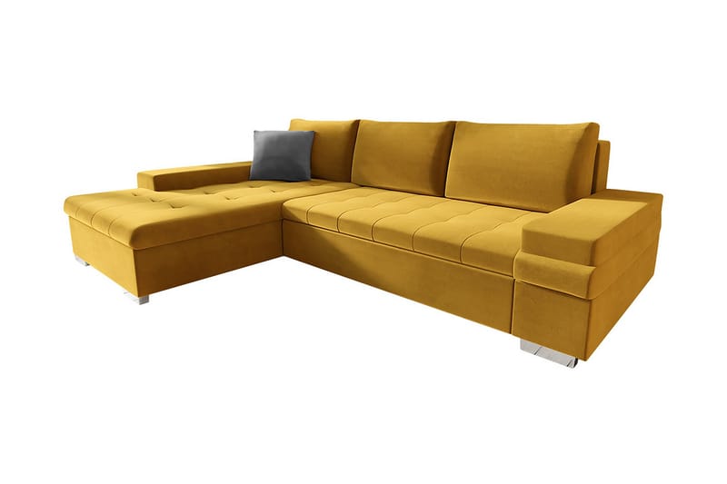 Sovesofa med divan - Gul - Møbler - Sofaer - Sovesofaer
