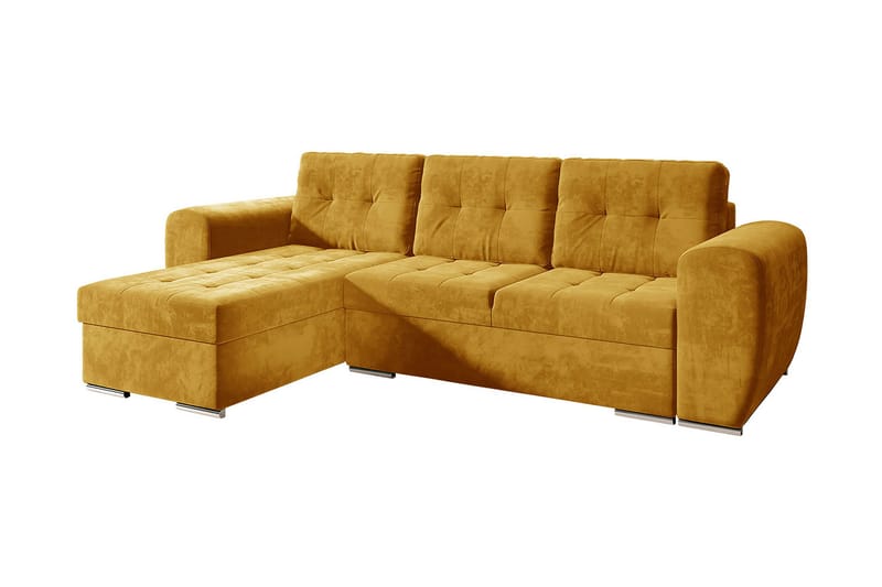 Sovesofa med divan - Gul - Sovesofaer - Sovesofa divan - Fløyel sofaer