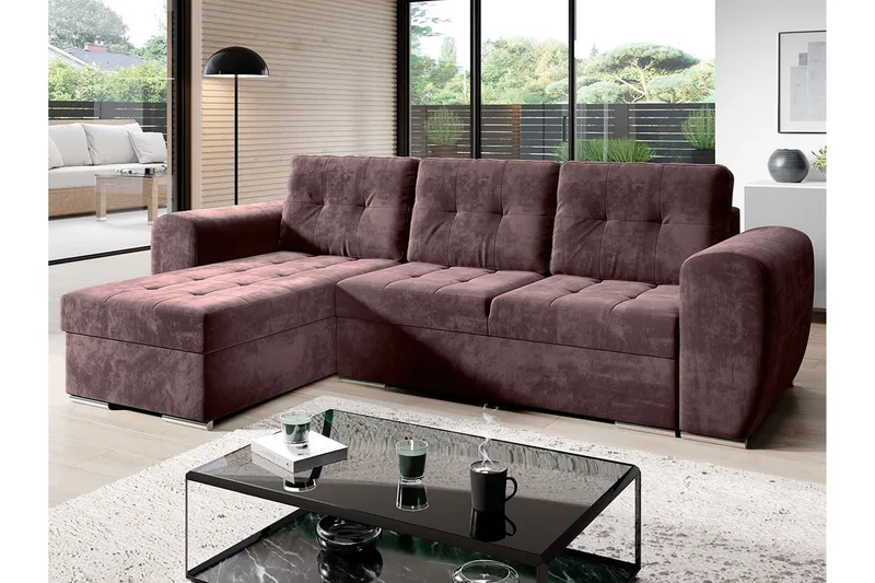 Sovesofa med divan - Lilla - Møbler - Sofaer - Sovesofaer