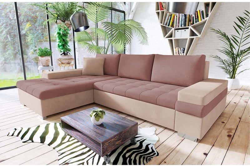 Sovesofa med divan - Rosa - Møbler - Sofaer - Sovesofaer