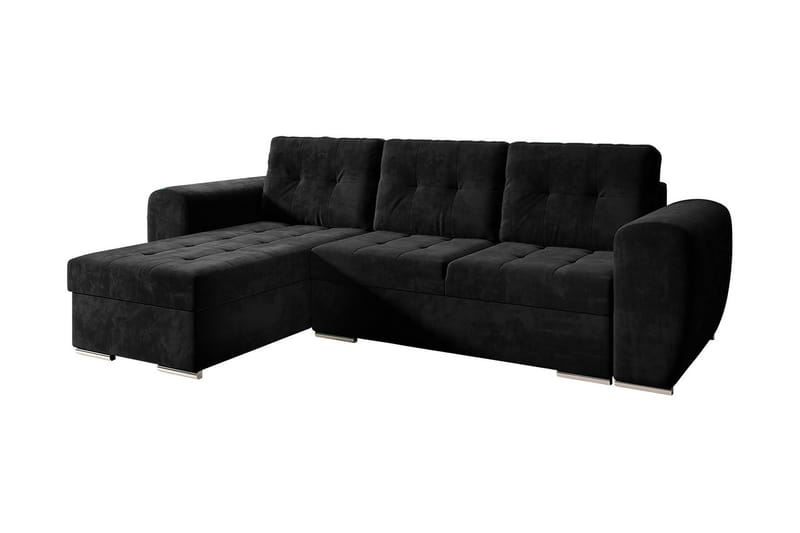 Sovesofa med divan - Svart - Møbler - Sofaer - Sovesofaer