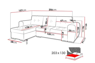 Sovesofa med divan - Svart - Møbler - Sofaer - Sovesofaer