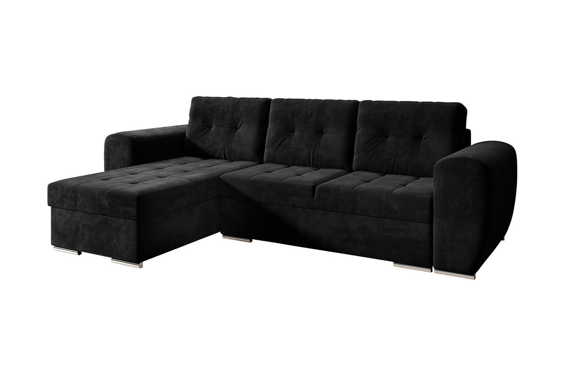 Sovesofa med divan - Svart