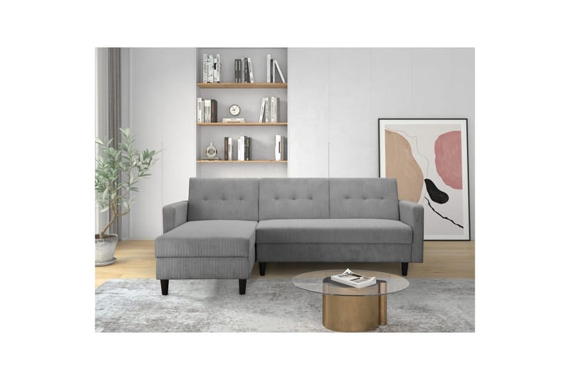 Sovesofa med enkeldivan uten sjeselong Loft24 Sovesofa Hartford II 213x153x82 cm, grå Grå - Møbler - Sofaer - Sovesofaer