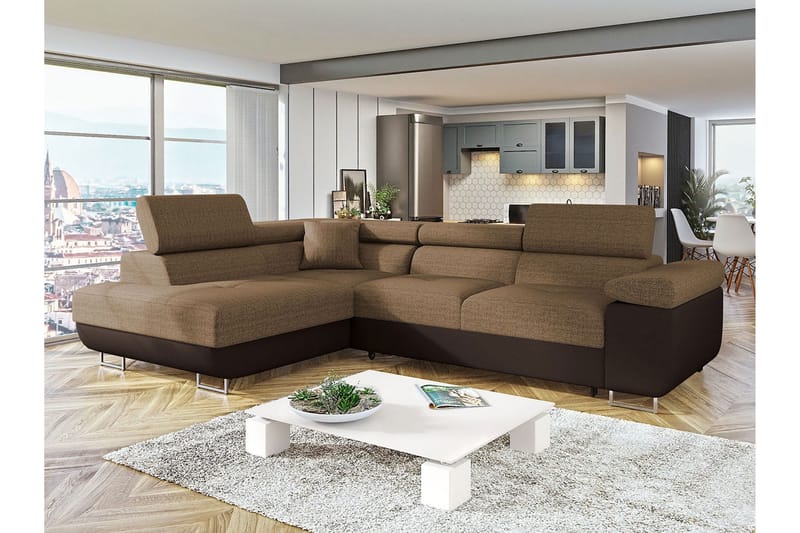 Sovesofa med Sjeselong - Brun - Møbler - Sofaer - Sovesofaer