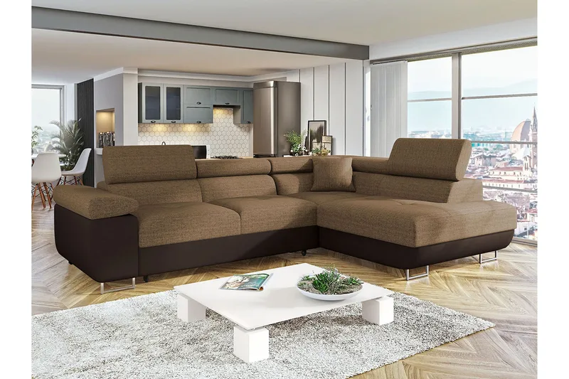 Sovesofa med Sjeselong - Brun - Møbler - Sofaer - Sovesofaer