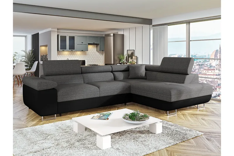 Sovesofa med Sjeselong - Grå - Møbler - Sofaer - Sovesofaer