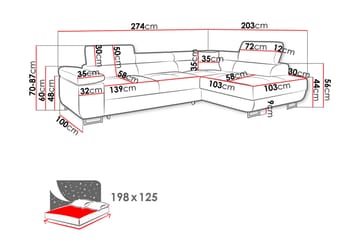 Sovesofa med Sjeselong - Grå - Møbler - Sofaer - Sovesofaer