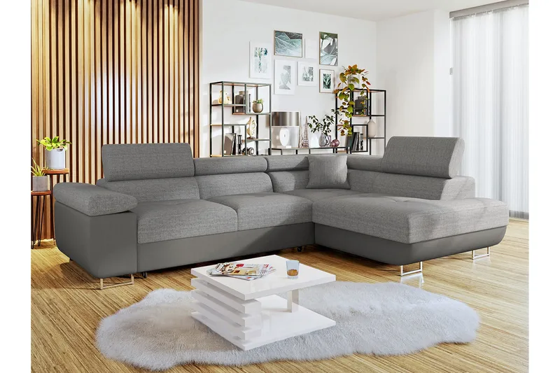 Sovesofa med Sjeselong - Grå - Møbler - Sofaer - Sovesofaer