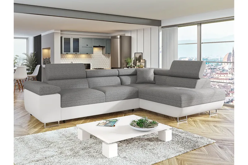 Sovesofa med Sjeselong - Grå - Møbler - Sofaer - Sovesofaer