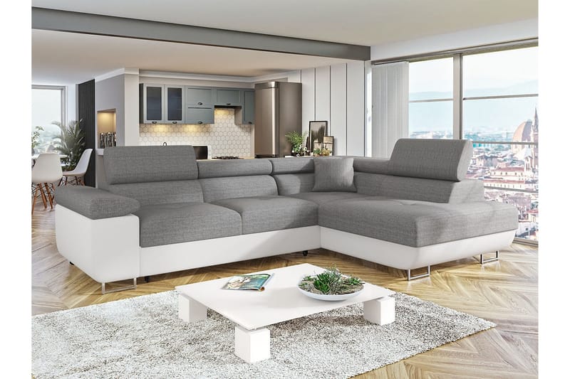 Sovesofa med Sjeselong - Grå - Møbler - Sofaer - Sovesofaer