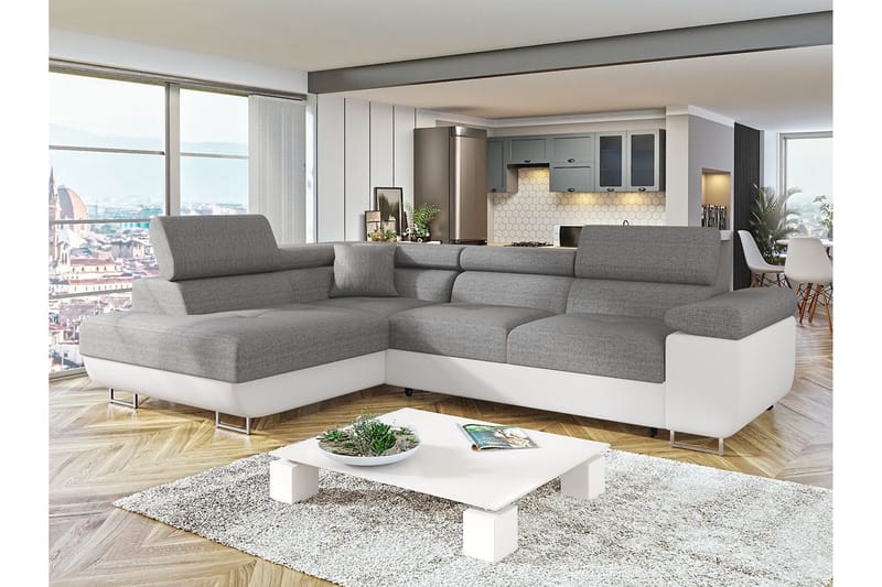 Sovesofa med Sjeselong - Grå - Møbler - Sofaer - Sovesofaer