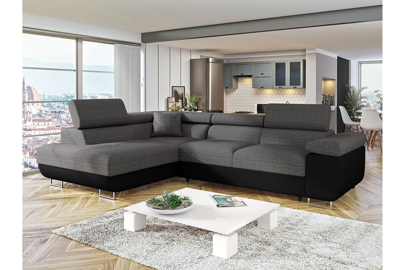 Sovesofa med Sjeselong - Grå - Møbler - Sofaer - Sovesofaer