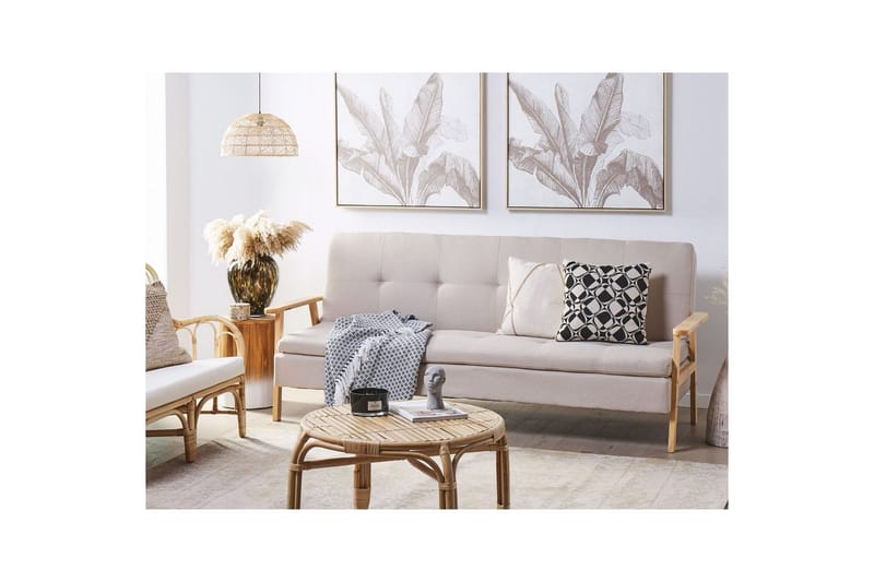 Sovesofa Tjorn - Beige, lyst tre, Beige, Lys Tre, 185x110 cm - Møbler - Sofaer - Sovesofaer