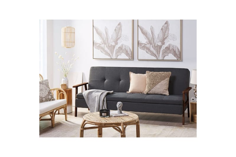Sovesofa Tjorn - Mørkegrå, mørkt tre, Mørk grå, mørkt tre, 185x110 cm - Møbler - Sofaer - Sovesofaer