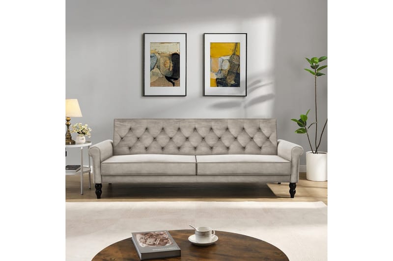 Sovesofa uten divan og sjeselong Loft24 Tyne sovesofa 3-seter Beige - Møbler - Sofaer - Sovesofaer