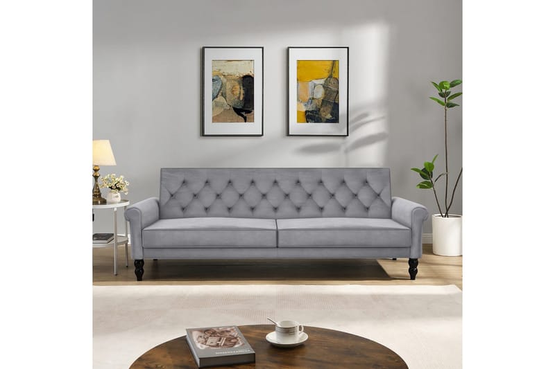 Sovesofa uten divan og sjeselong Loft24 Tyne sovesofa 3-seter Grå - Møbler - Sofaer - Sovesofaer