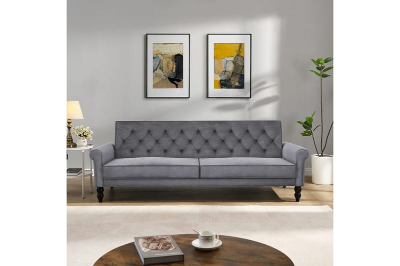 Sovesofa uten divan og sjeselong Loft24 Tyne sovesofa 3-seter Mørkegrå - Møbler - Sofaer - Sovesofaer