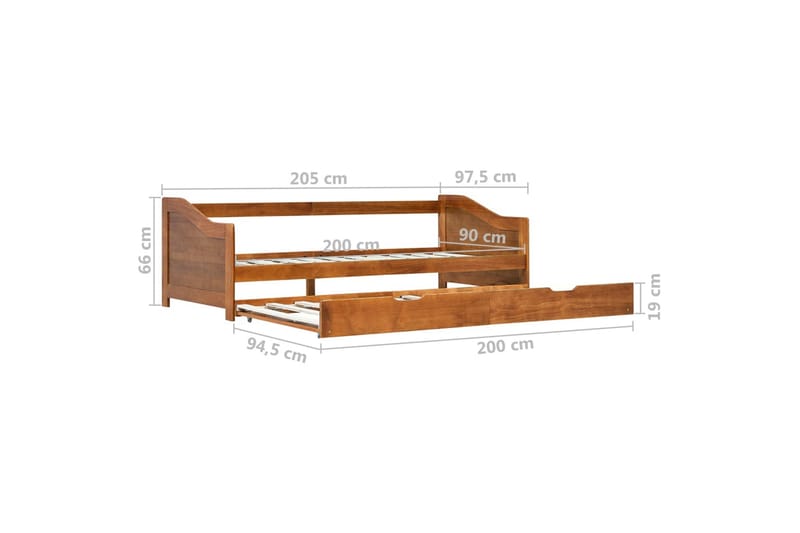 Sovesofa uttrekkbar ramme honningbrun furu 90x200 cm - Møbler - Sofaer - Sovesofaer