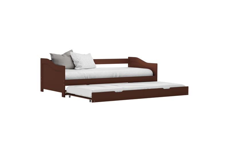 Sovesofa uttrekkbar ramme mørkebrun furu 90x200 cm - Møbler - Sofaer - Sovesofaer