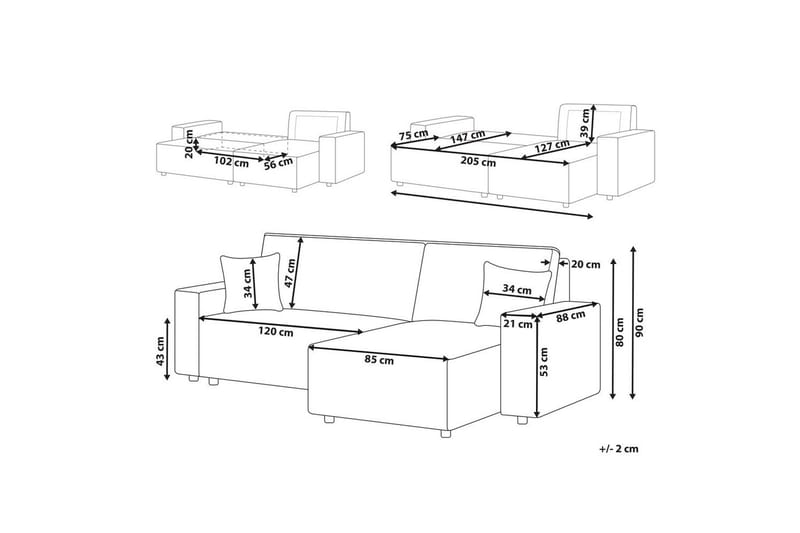 Sovesofa venstrevendt Abacka - Brun, Svart - Møbler - Sofaer - Sovesofaer