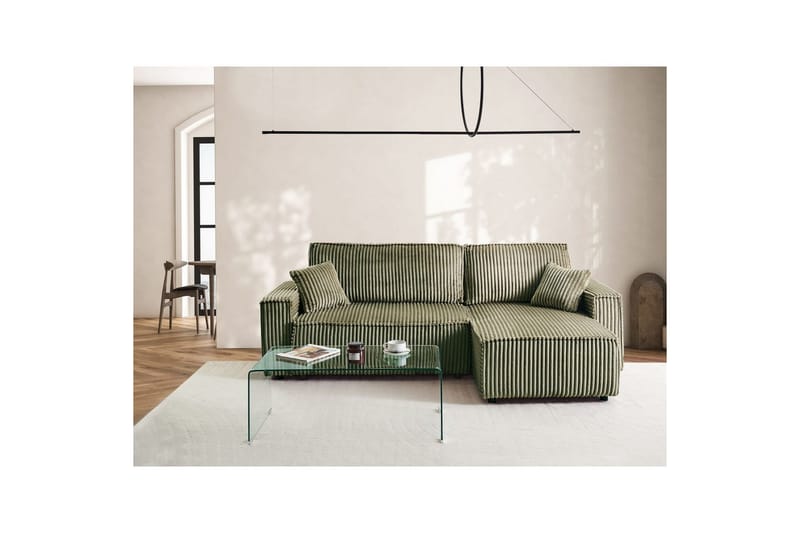 Sovesofa venstrevendt Abacka - Grønn, svart - Møbler - Sofaer - Sovesofaer