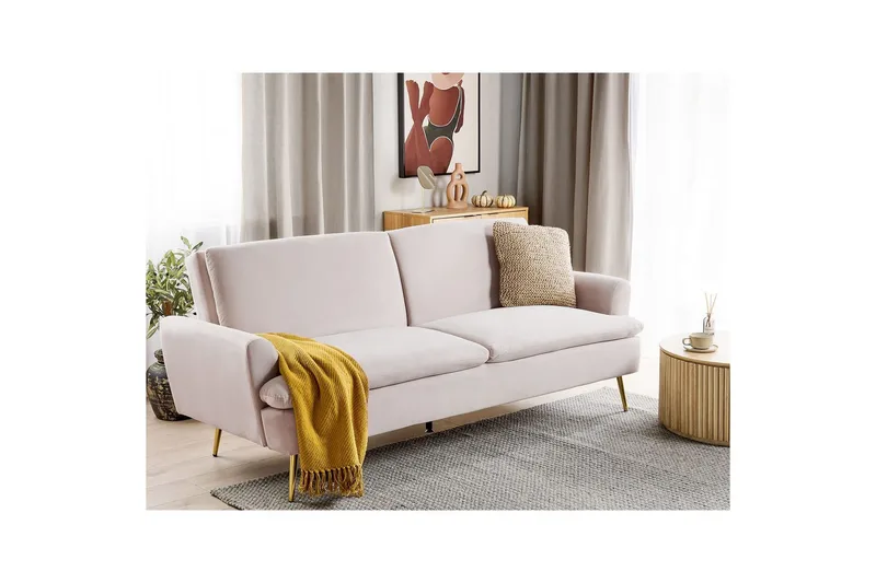 Sovesofa Vettre - Beige, gull - Møbler - Sofaer - Sovesofaer