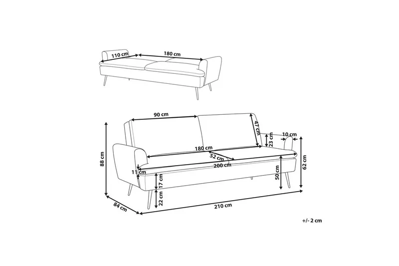 Sovesofa Vettre - Hvitt, gull - Møbler - Sofaer - Sovesofaer