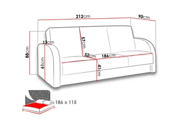 Square Sovesofa 222x90x88 cm - Møbler - Sofaer - Sovesofaer