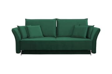 Staffin 3-seter Rektangulær Sovesofa 138x192 cm med Oppbevaring i Fløyel - Grønn - Møbler - Sofaer - Sovesofaer