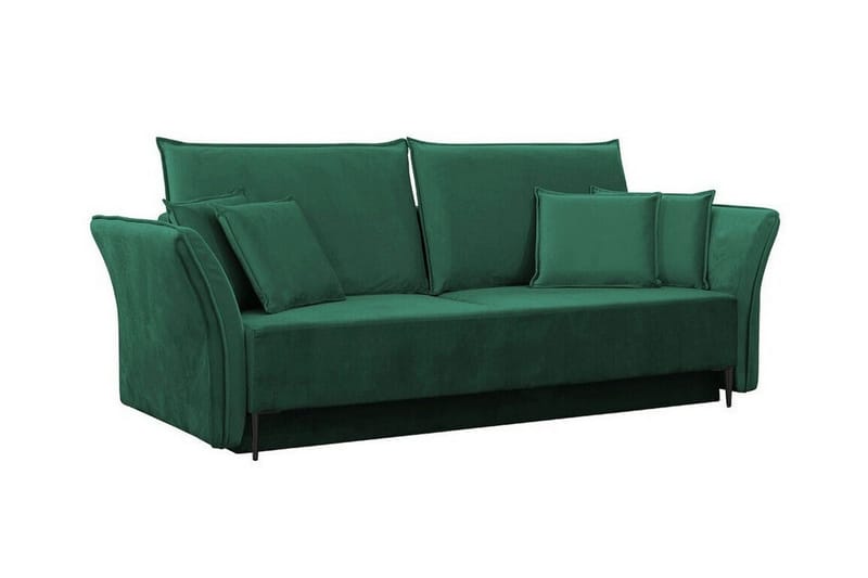 Staffin 3-seter Rektangulær Sovesofa 138x192 cm med Oppbevaring i Fløyel, Grønn