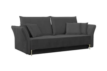 Staffin 3-seter Sovesofa 138x192 cm med Oppbevaring i Fløyel - Antracitt - Møbler - Sofaer - Sovesofaer