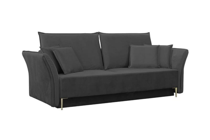 Staffin 3-seter Sovesofa 138x192 cm med Oppbevaring i Fløyel, Antracitt