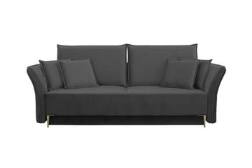 Staffin 3-seter Sovesofa 138x192 cm med Oppbevaring i Fløyel - Antracitt - Møbler - Sofaer - Sovesofaer