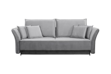 Staffin 3-seter Sovesofa 138x192 cm med Oppbevaring i Fløyel - Grå - Møbler - Sofaer - Sovesofaer