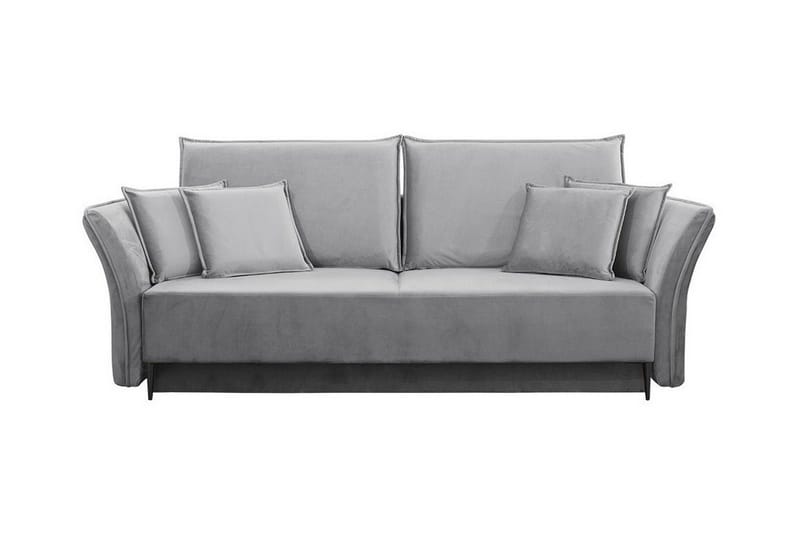 Staffin 3-seter Sovesofa 138x192 cm med Oppbevaring i Fløyel - Grå - Møbler - Sofaer - Sovesofaer
