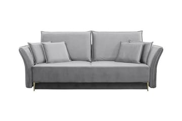 Staffin 3-seter Sovesofa 138x192 cm med Oppbevaring i Fløyel - Grå - Møbler - Sofaer - Sovesofaer