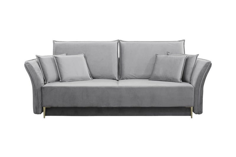 Staffin 3-seter Sovesofa 138x192 cm med Oppbevaring i Fløyel - Grå - Møbler - Sofaer - Sovesofaer