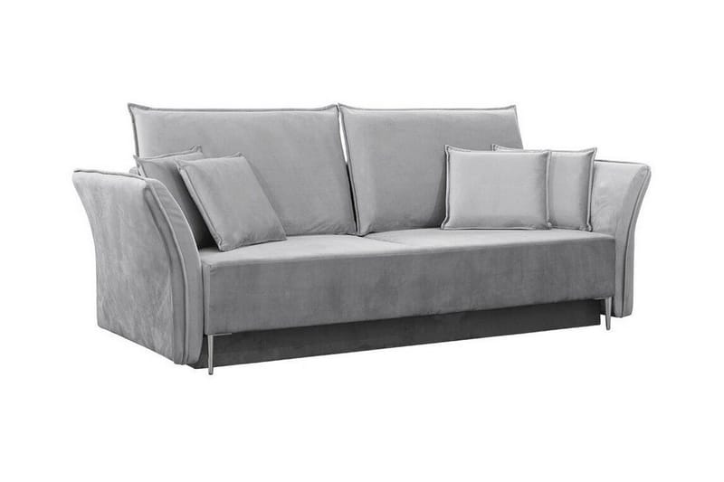 Staffin 3-seter Sovesofa 138x192 cm med Oppbevaring i Fløyel, Grå