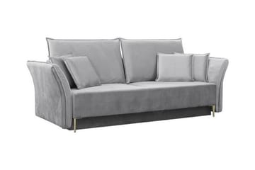 Staffin 3-seter Sovesofa 138x192 cm med Oppbevaring i Fløyel - Grå - Møbler - Sofaer - Sovesofaer