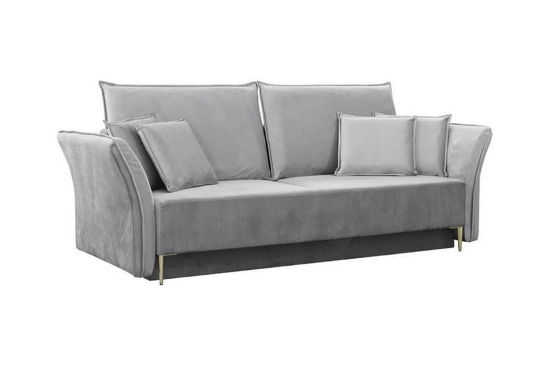 Staffin 3-seter Sovesofa 138x192 cm med Oppbevaring i Fløyel, Grå