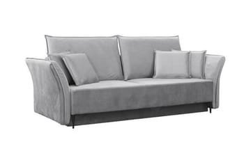 Staffin 3-seter Sovesofa 138x192 cm med Oppbevaring i Fløyel - Grå - Møbler - Sofaer - Sovesofaer